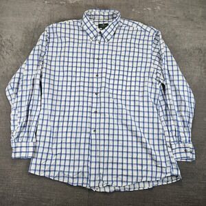 Tom James Shirt Plaid Button Down Long Sleeve Dress‎ Preppy Made in USA XL